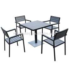 Garden patio dining sets plastic wood furniture chairs and square table 5pcs